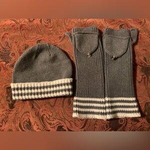 Scala One Size Winter Hat and Gloves Grey and White Set